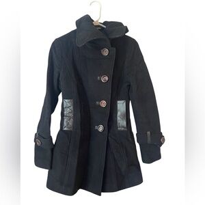 Mackage Wool Cashmere Leather Coat Black XS